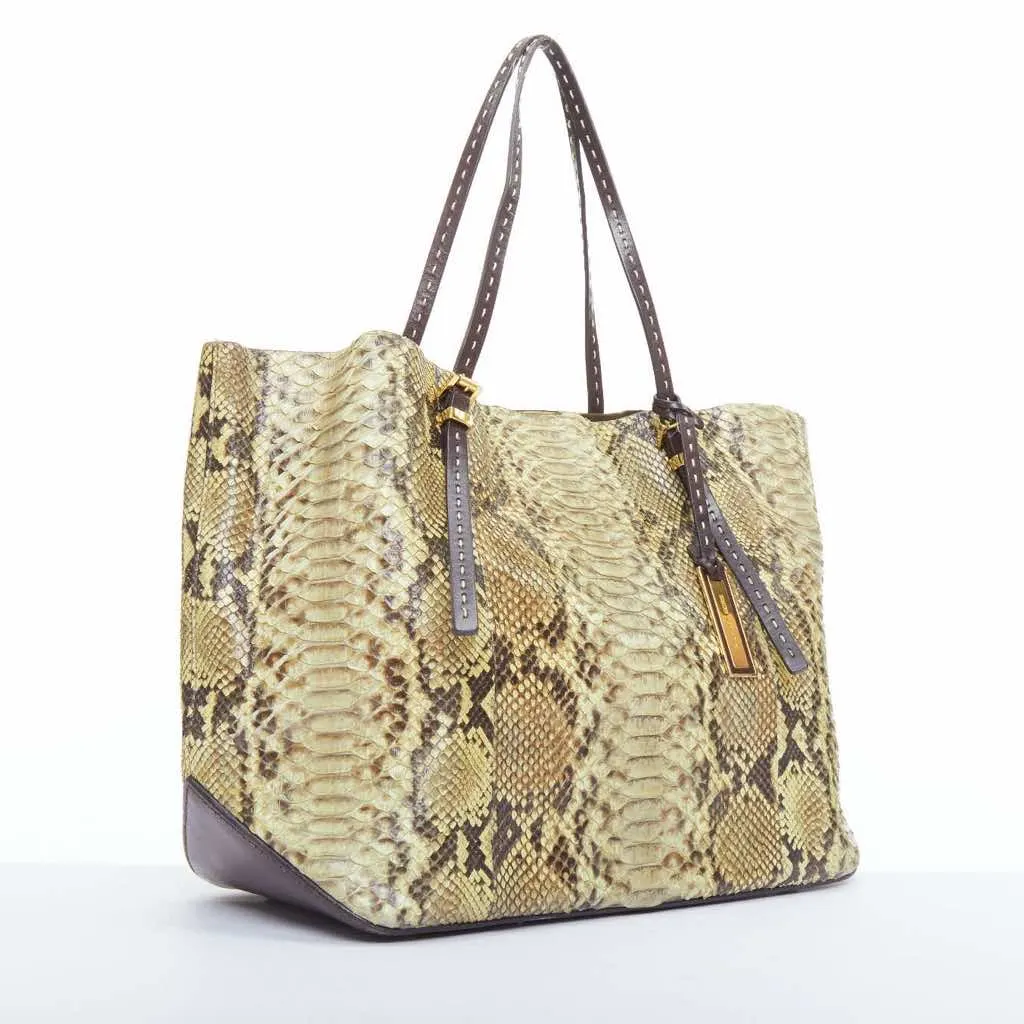 Michael Kors Triomphe Canvas Tote Beige Leather Fair - Inside View