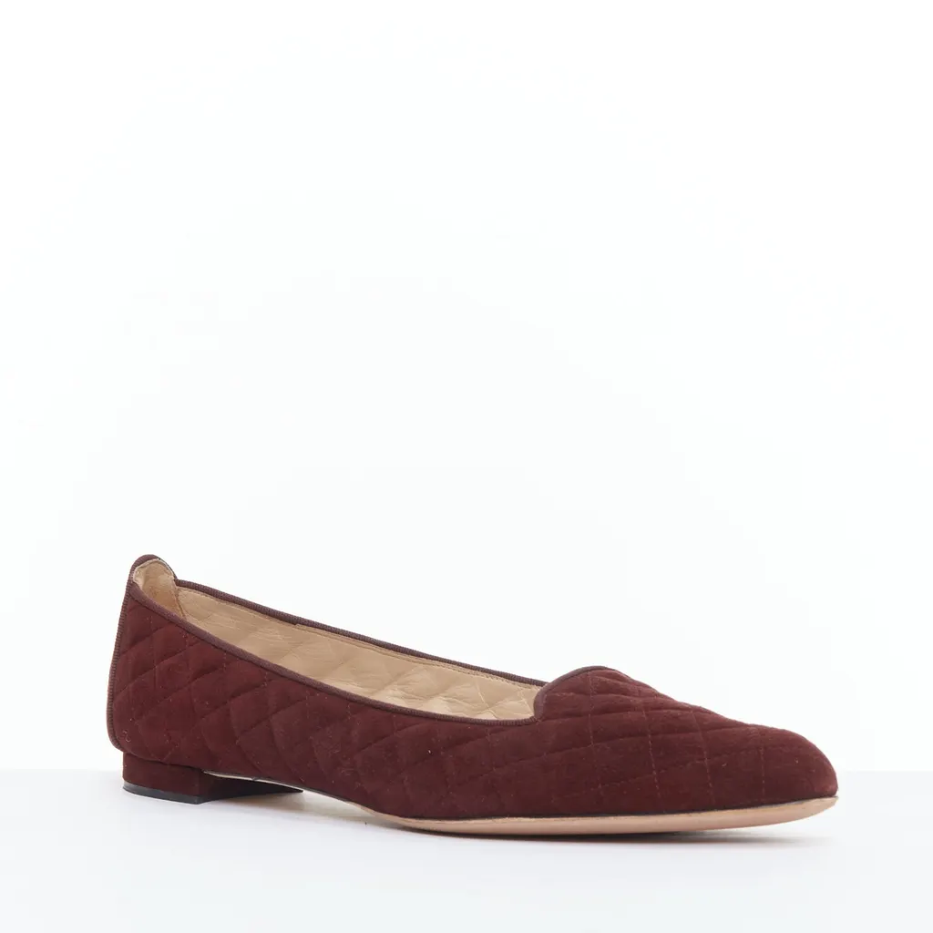 Manolo Blahnik Quilted Maryjane Heels Burgundy Suede Very good - Inside View
