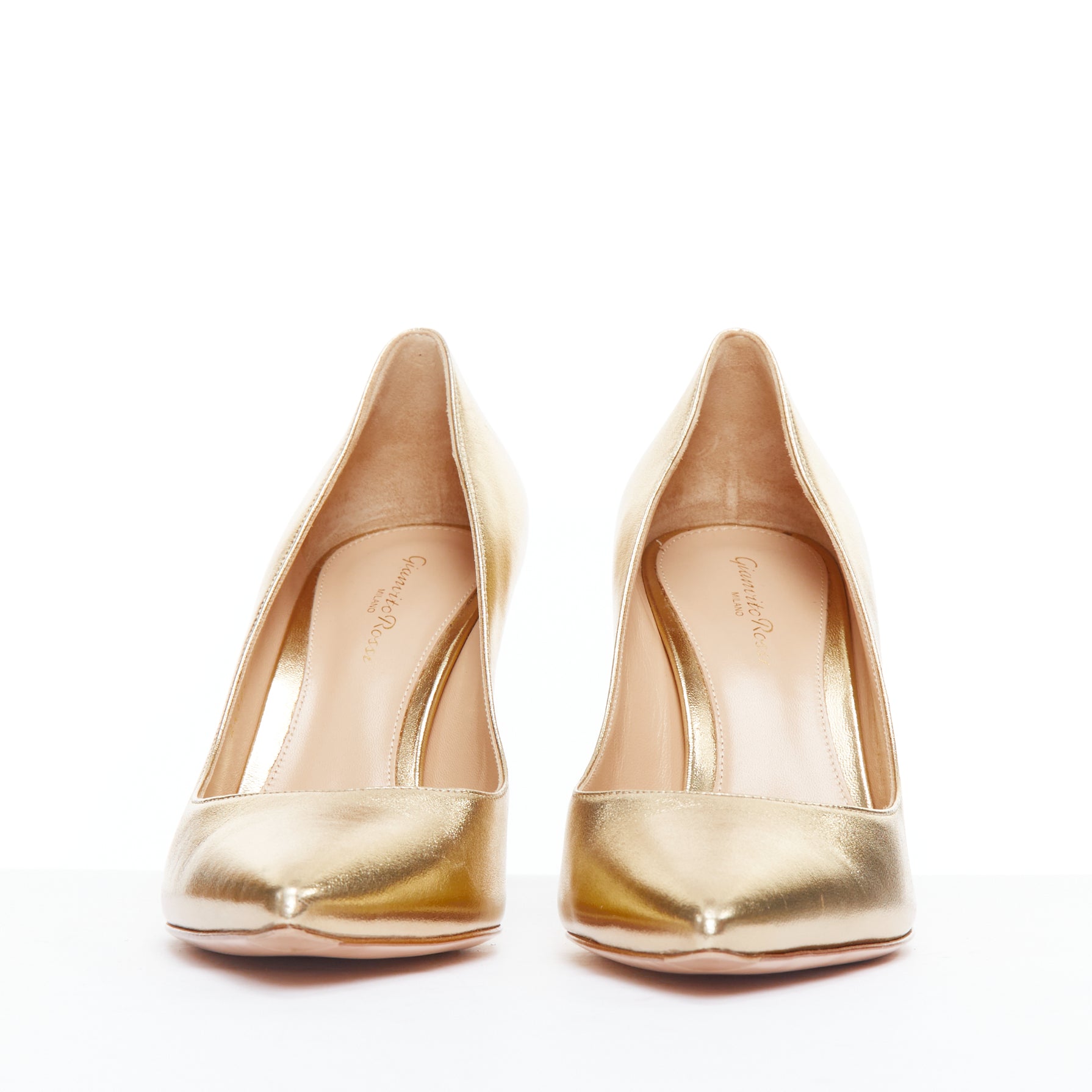 Gianvito Rossi Gold Pointy Pumps - Image 6