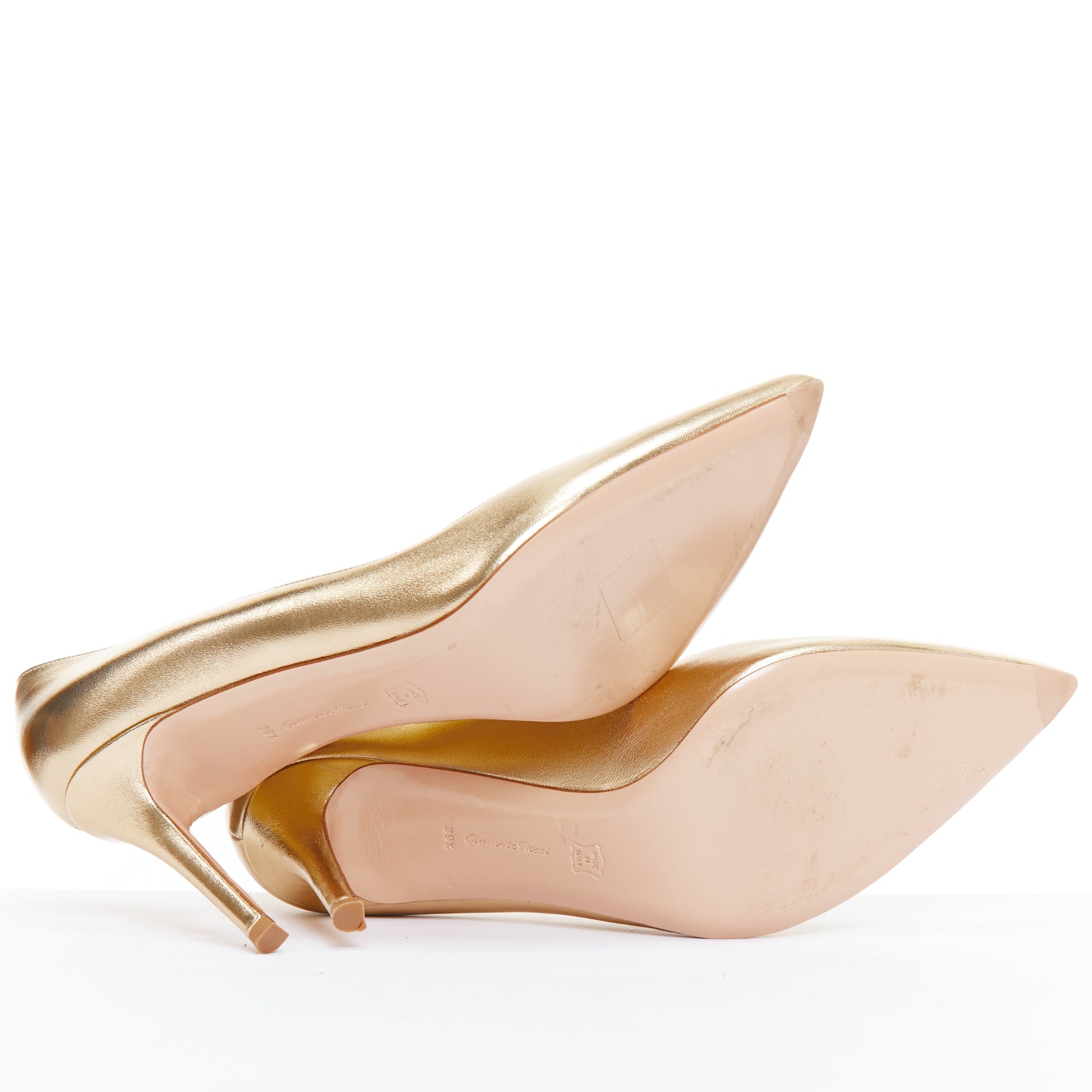 Gianvito Rossi Gold Pointy Pumps - Image 13