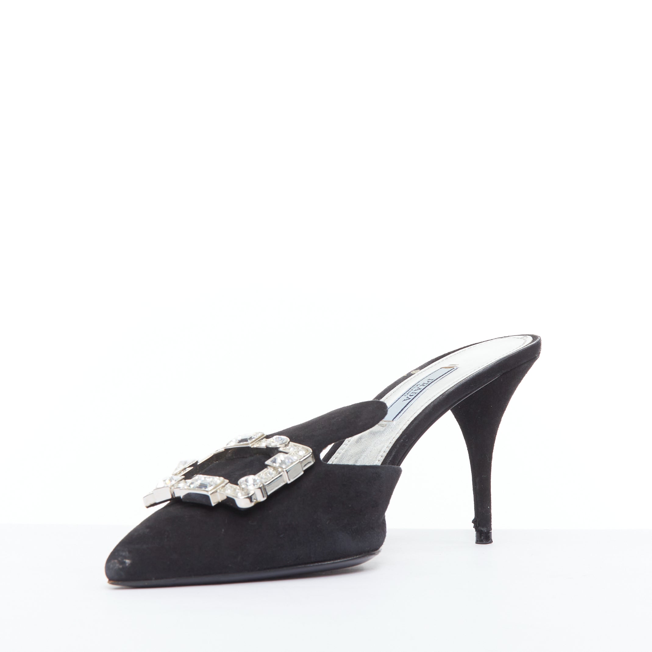 Prada Crystal Buckle Mules - 4