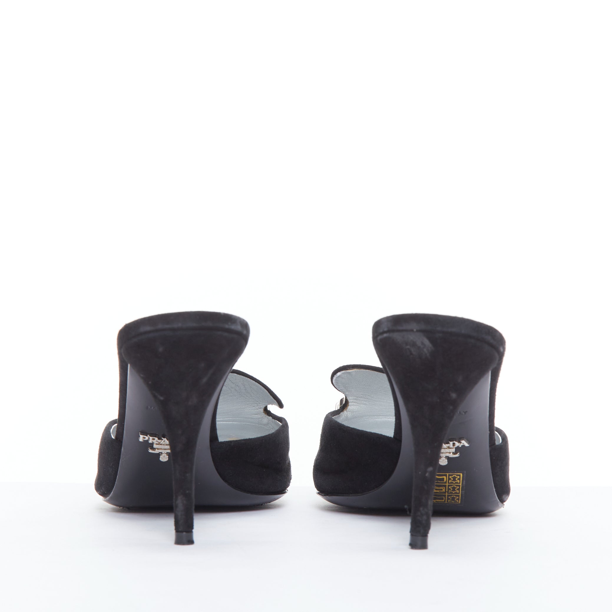 Prada Crystal Buckle Mules - Side view