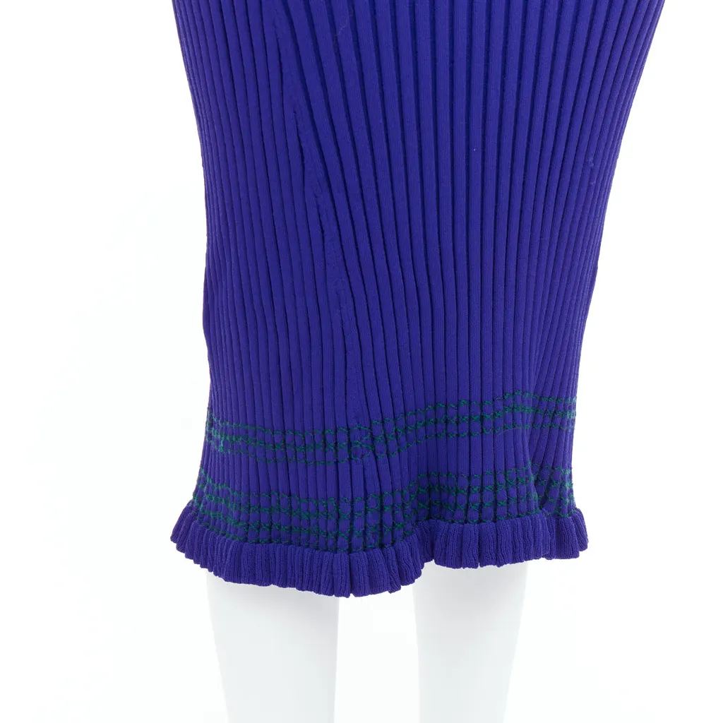 Altuzarra Ribbed Bodycon Dress Blue Viscose Good - Back View