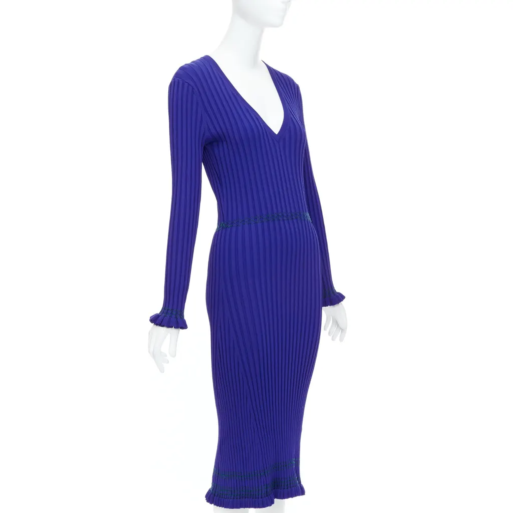Altuzarra Ribbed Bodycon Dress Blue Viscose Good - Inside View