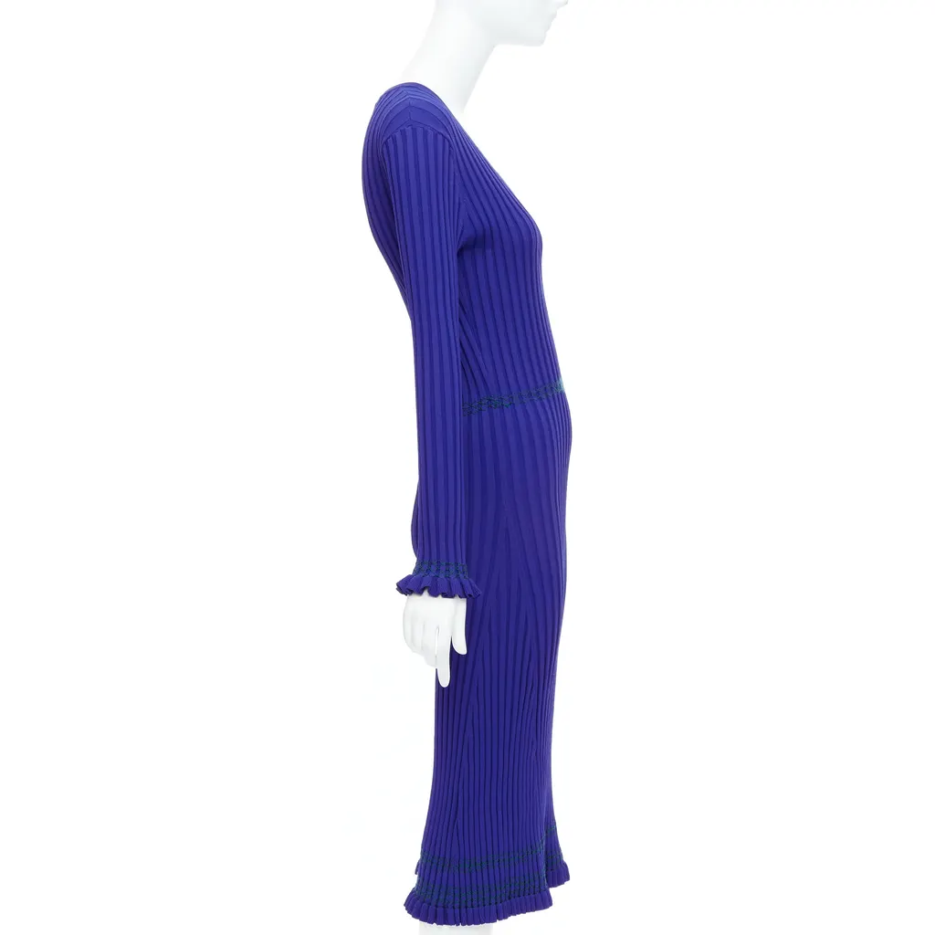 Altuzarra Ribbed Bodycon Dress Blue Viscose Good - Model View