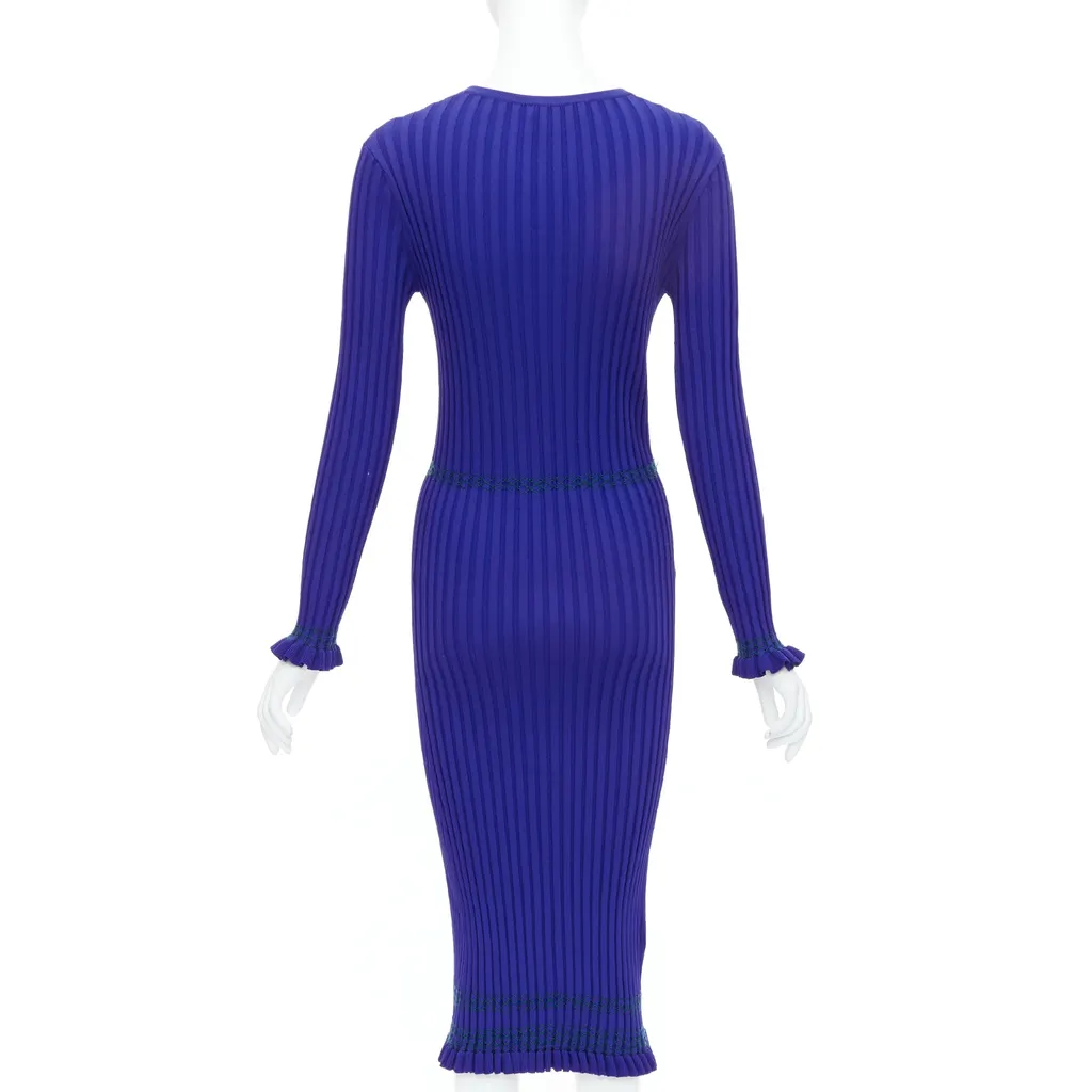 Altuzarra Ribbed Bodycon Dress Blue Viscose Good - Box View