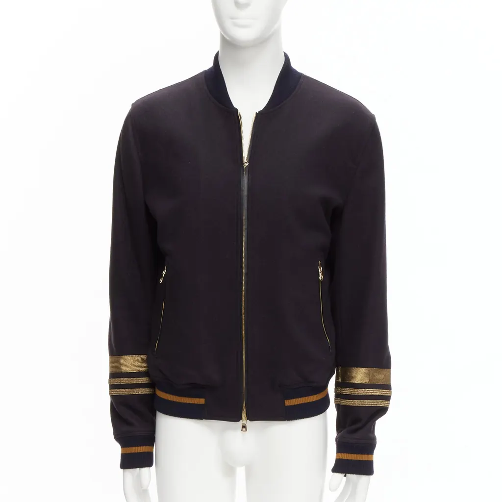 Dolce & Gabbana Navy Wool Longline Coat Black Wool Never worn - Front View