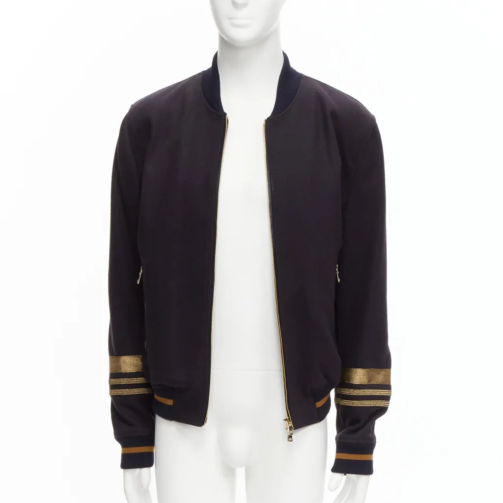 Dolce & Gabbana Navy Wool Longline Coat Black Wool Never worn - Inside View