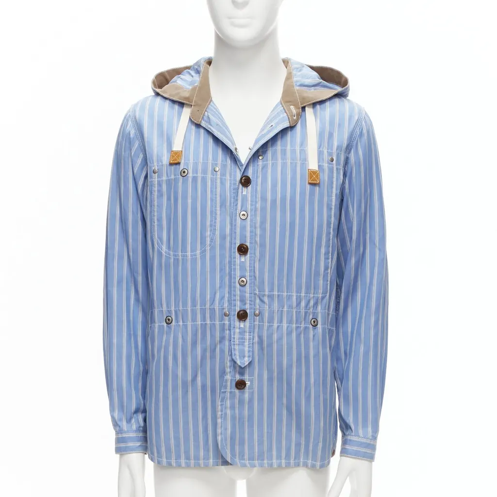 Junya Watanabe Navy Toggle Anorak Coat Blue Cotton Fair - Front View