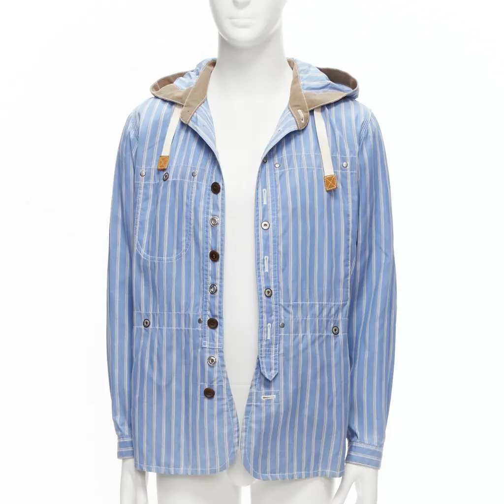 Junya Watanabe Navy Toggle Anorak Coat Blue Cotton Fair - Inside View