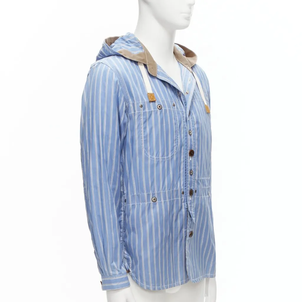 Junya Watanabe Navy Toggle Anorak Coat Blue Cotton Fair - Model View