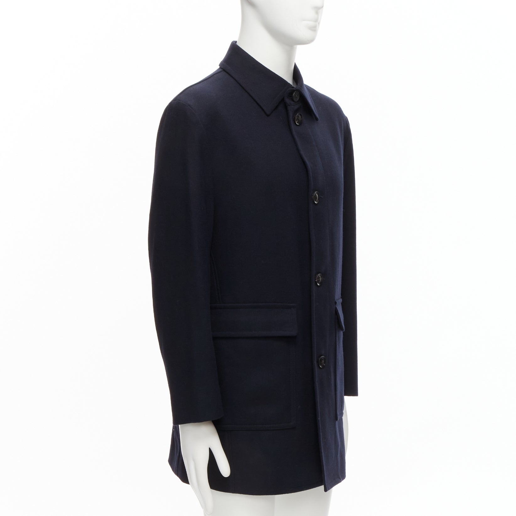 Lanvin Navy Check Overcoat - Image 6