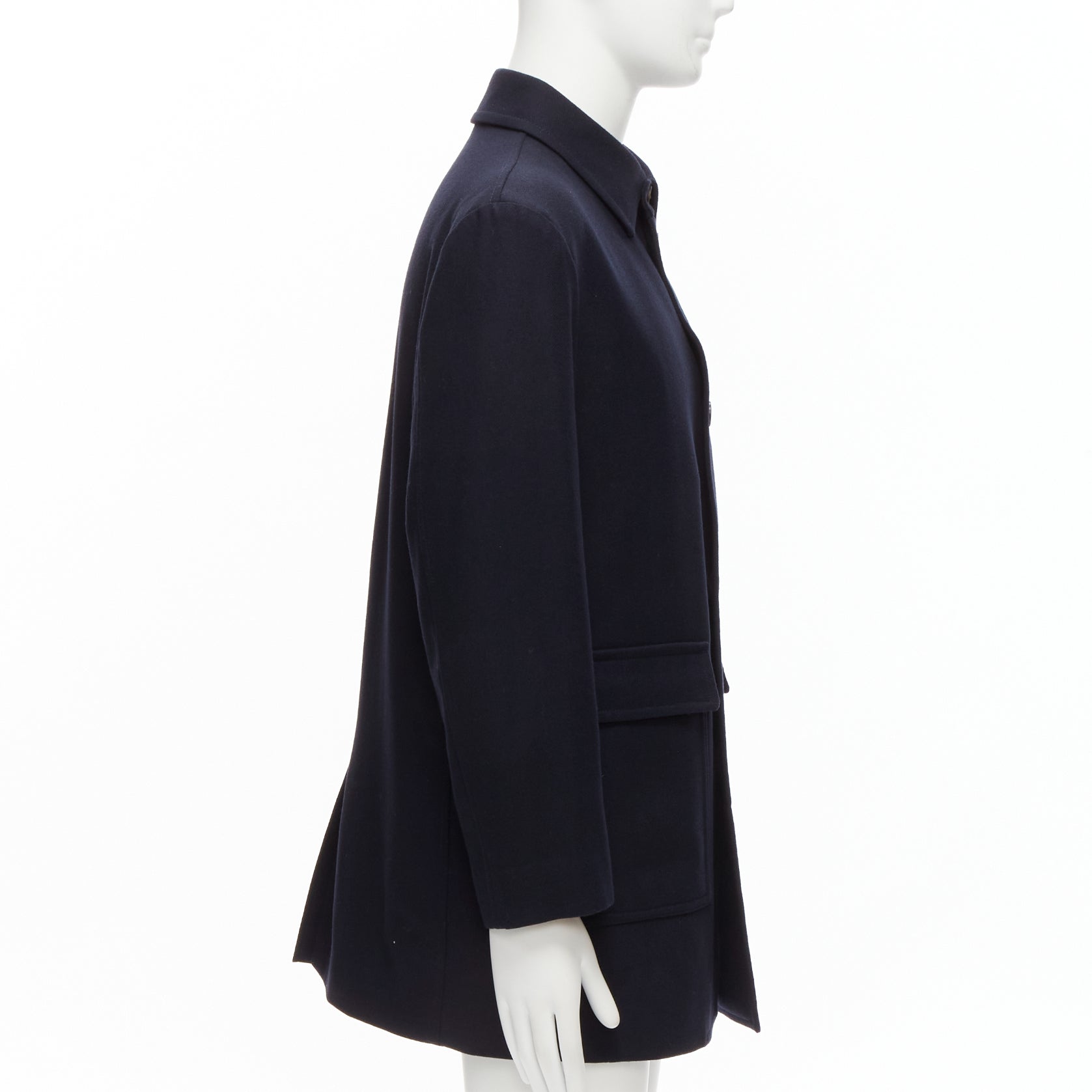 Lanvin Navy Check Overcoat - 4