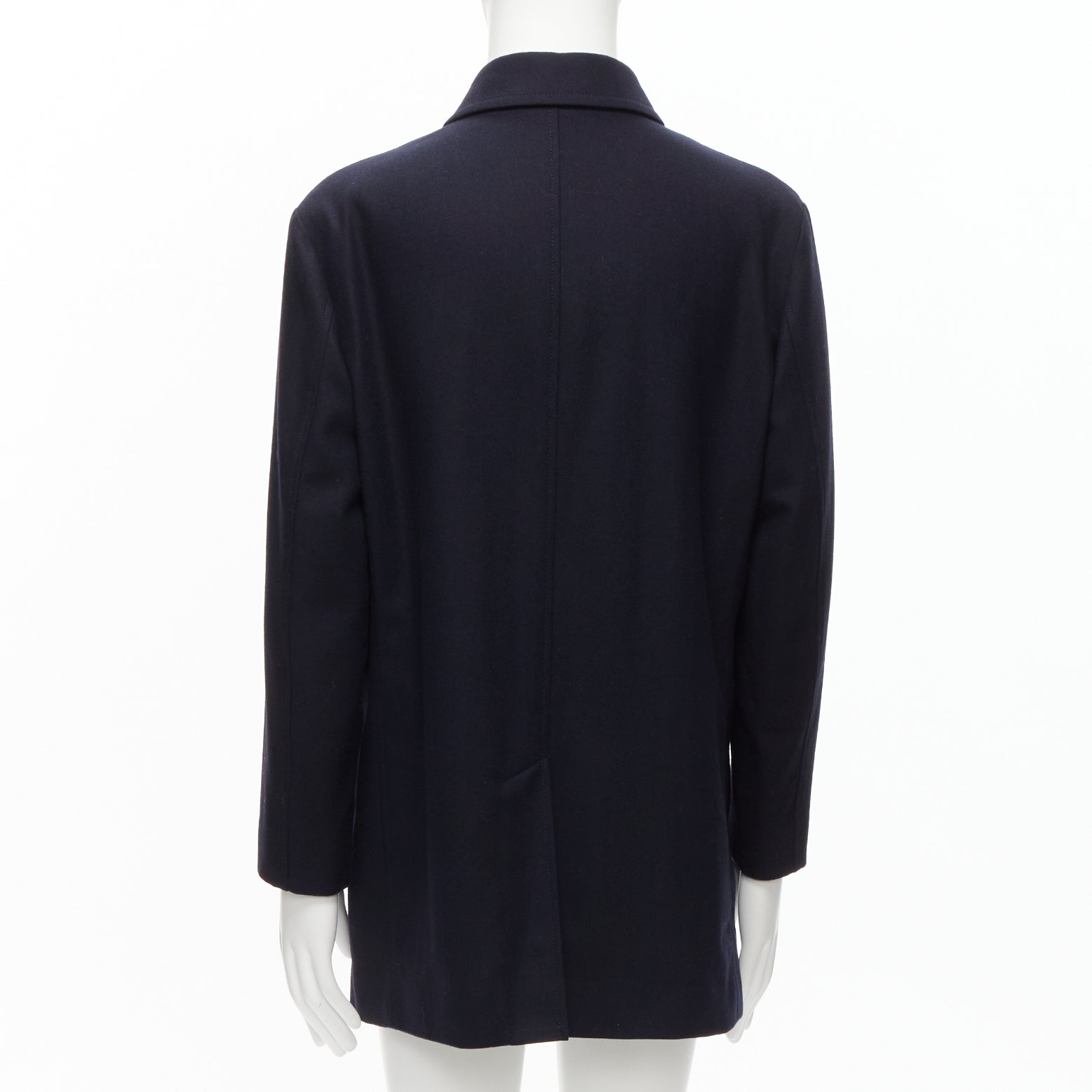 Lanvin Navy Check Overcoat - Side view