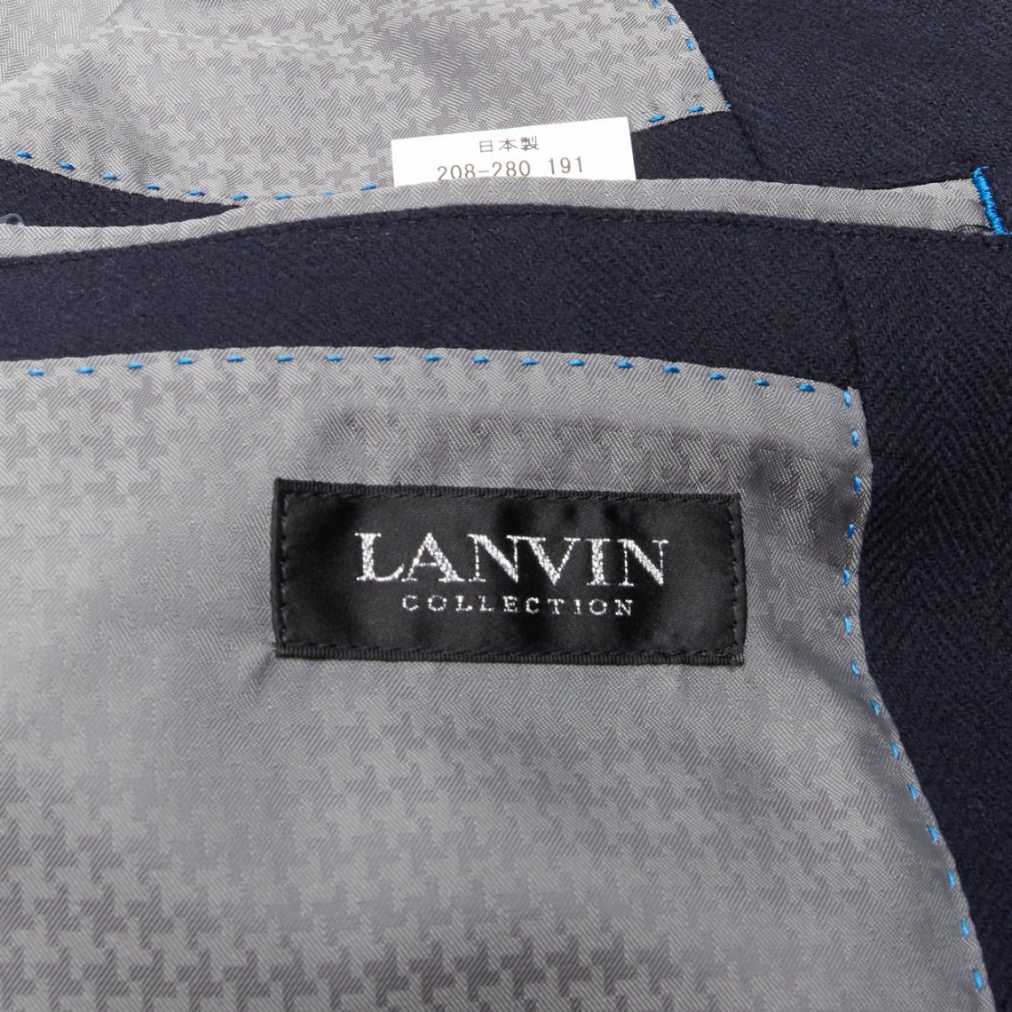 Lanvin Navy Check Overcoat - Image 10