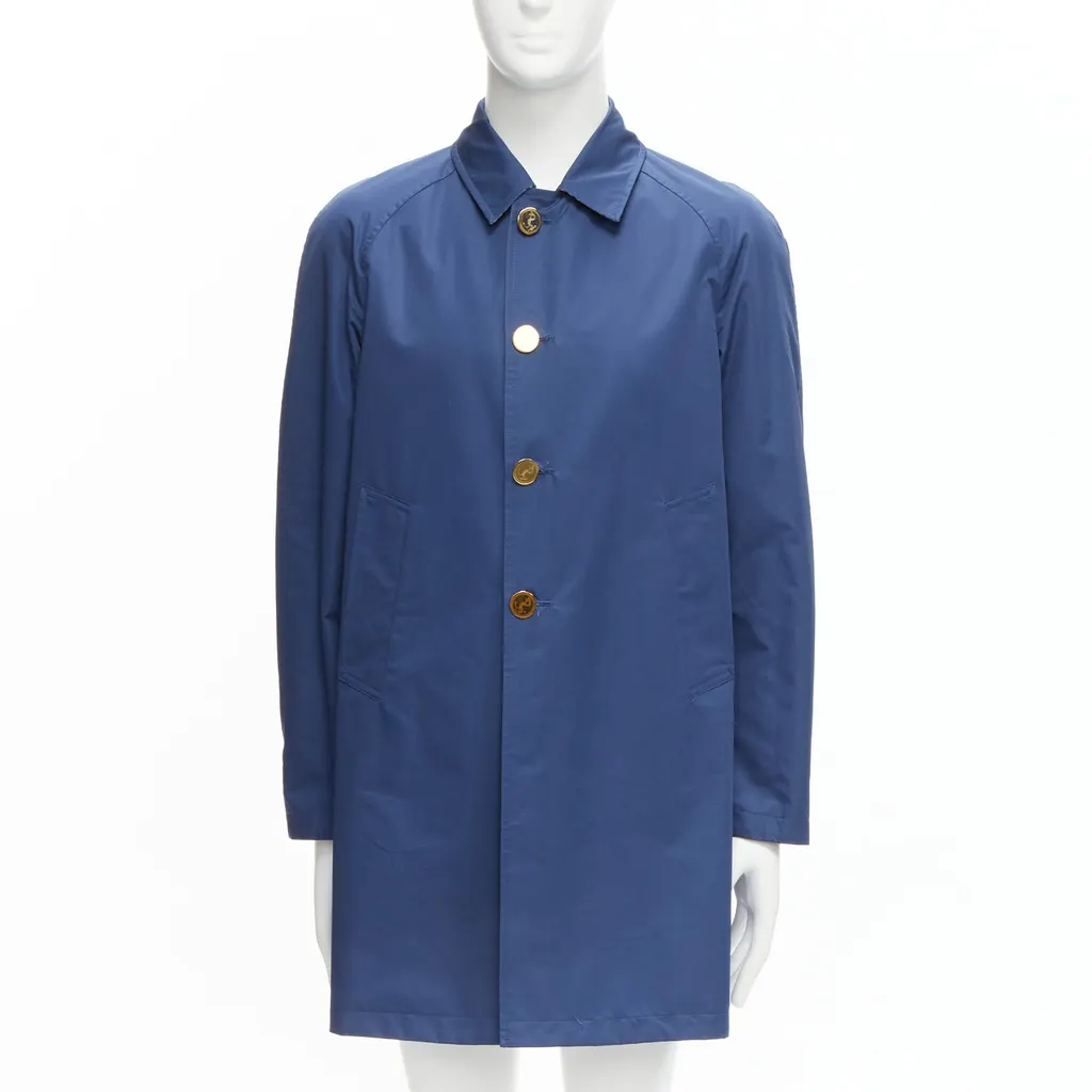 Thom Browne Grey Houndstooth Long Coat Navy Cotton Very good - Inside View