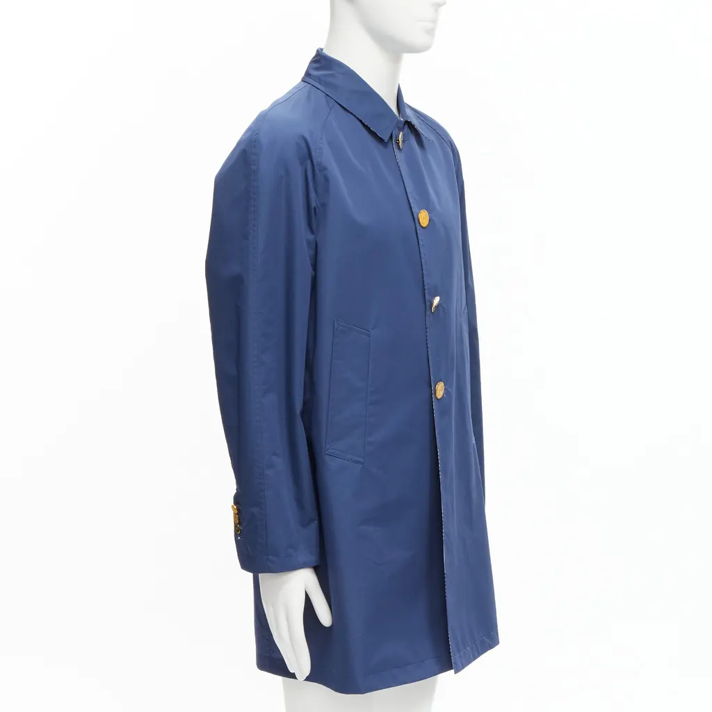 Thom Browne Grey Houndstooth Long Coat Navy Cotton Very good - Box View