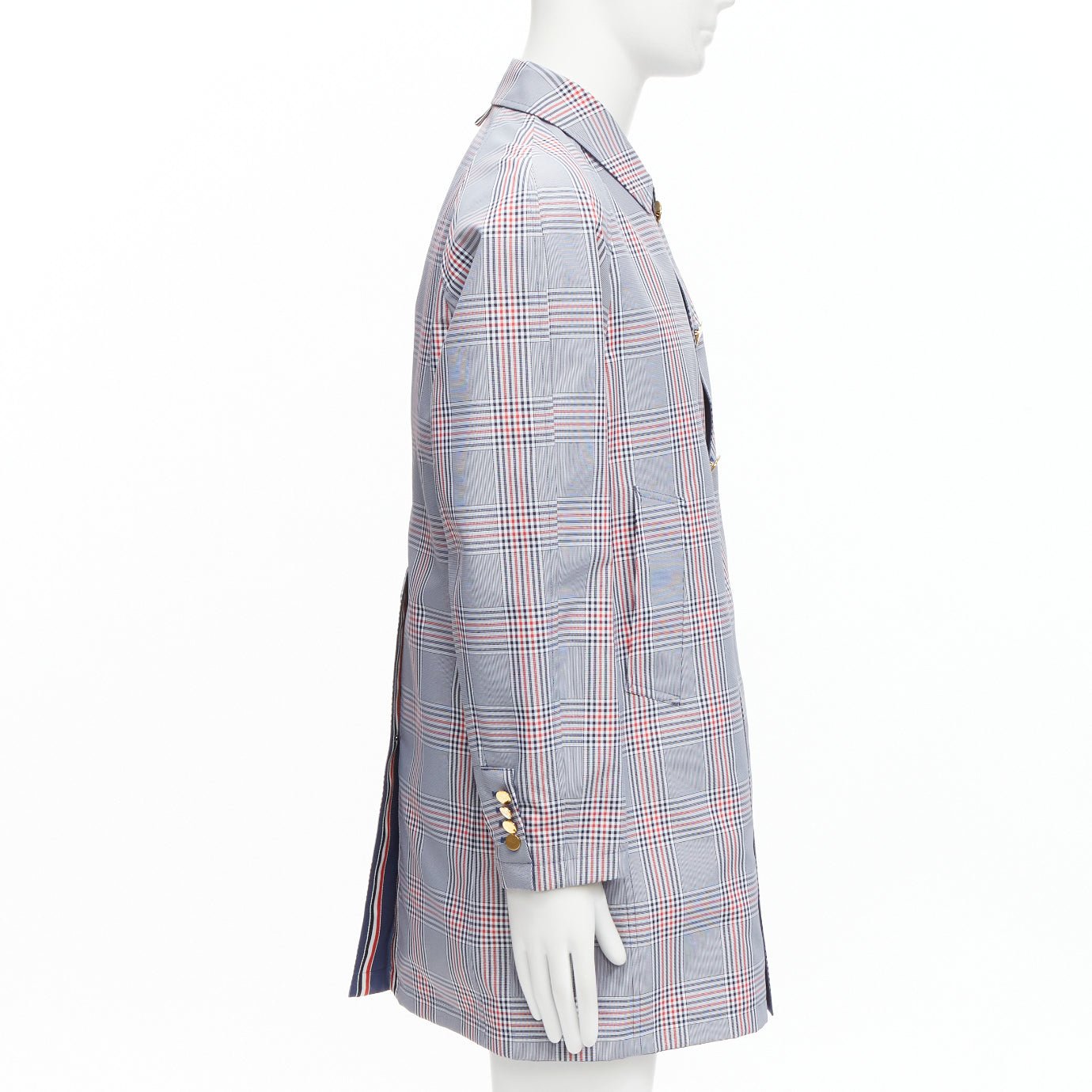 Thom Browne Grey Houndstooth Long Coat - Detail 1
