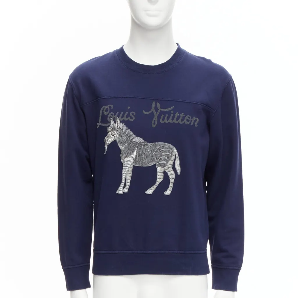 Louis Vuitton Horse Embroidery Sweater Navy Cotton Very good - Front View