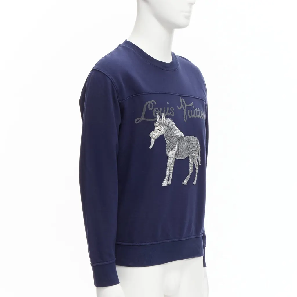 Louis Vuitton Horse Embroidery Sweater Navy Cotton Very good - Inside View