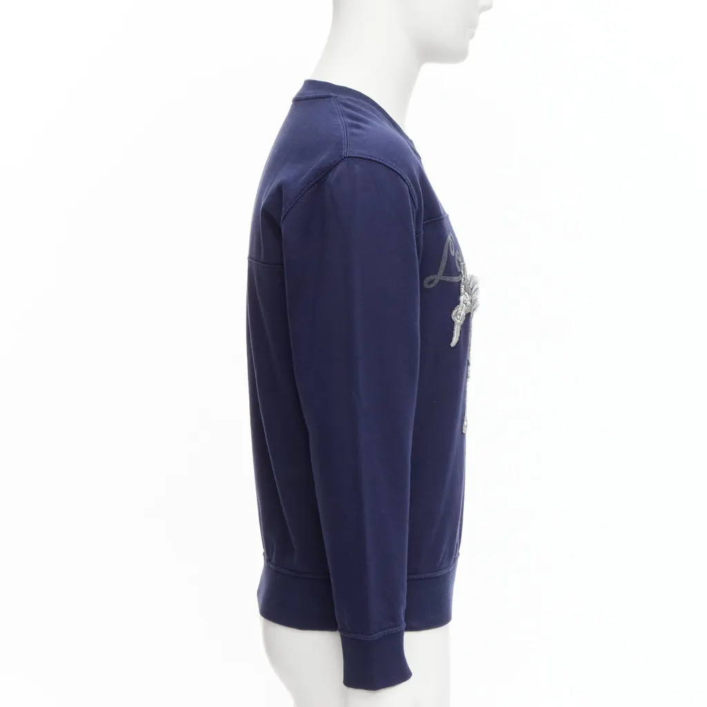 Louis Vuitton Horse Embroidery Sweater Navy Cotton Very good - Model View