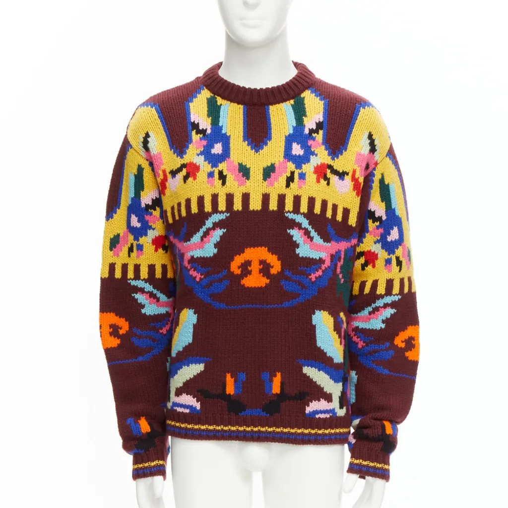 Prada Graphic Wool Sweater Burgundy Wool Very good - Front View