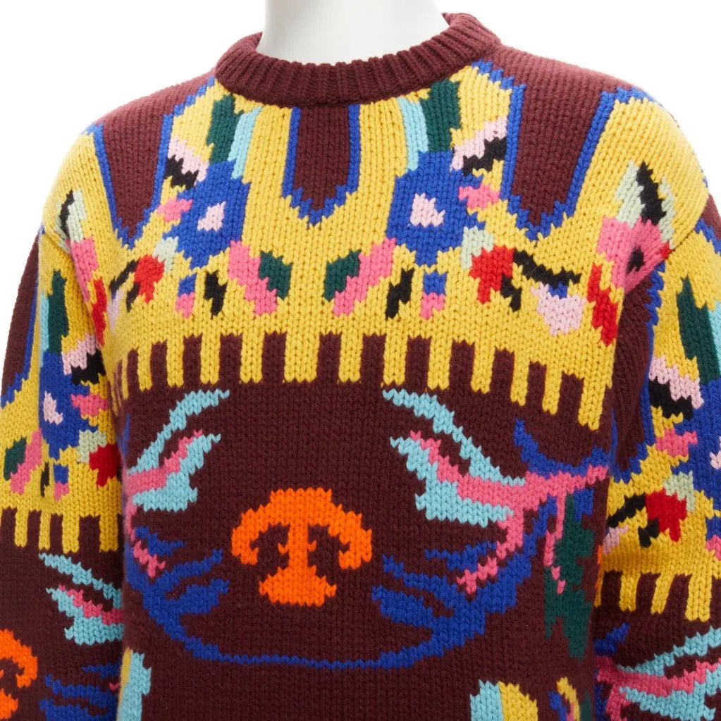 Prada Graphic Wool Sweater Burgundy Wool Very good - Back View