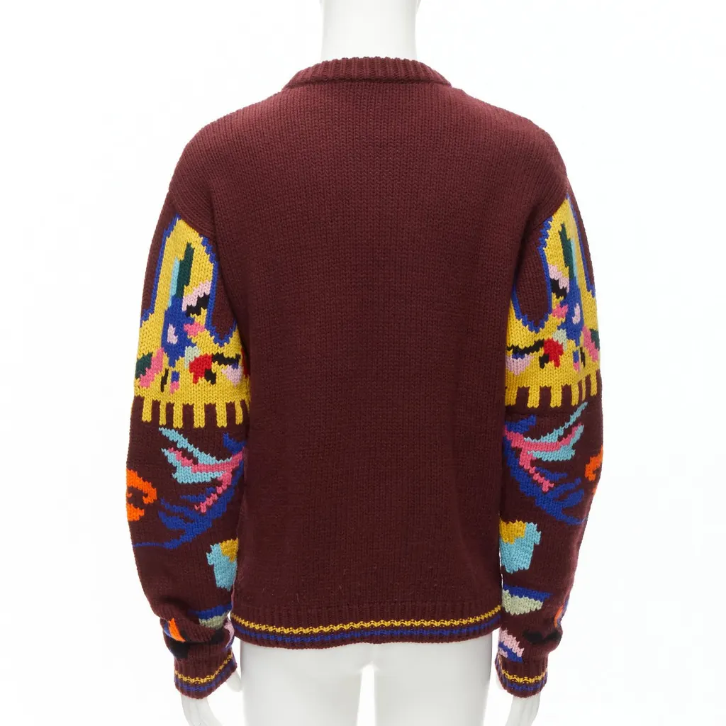Prada Graphic Wool Sweater Burgundy Wool Very good - Box View