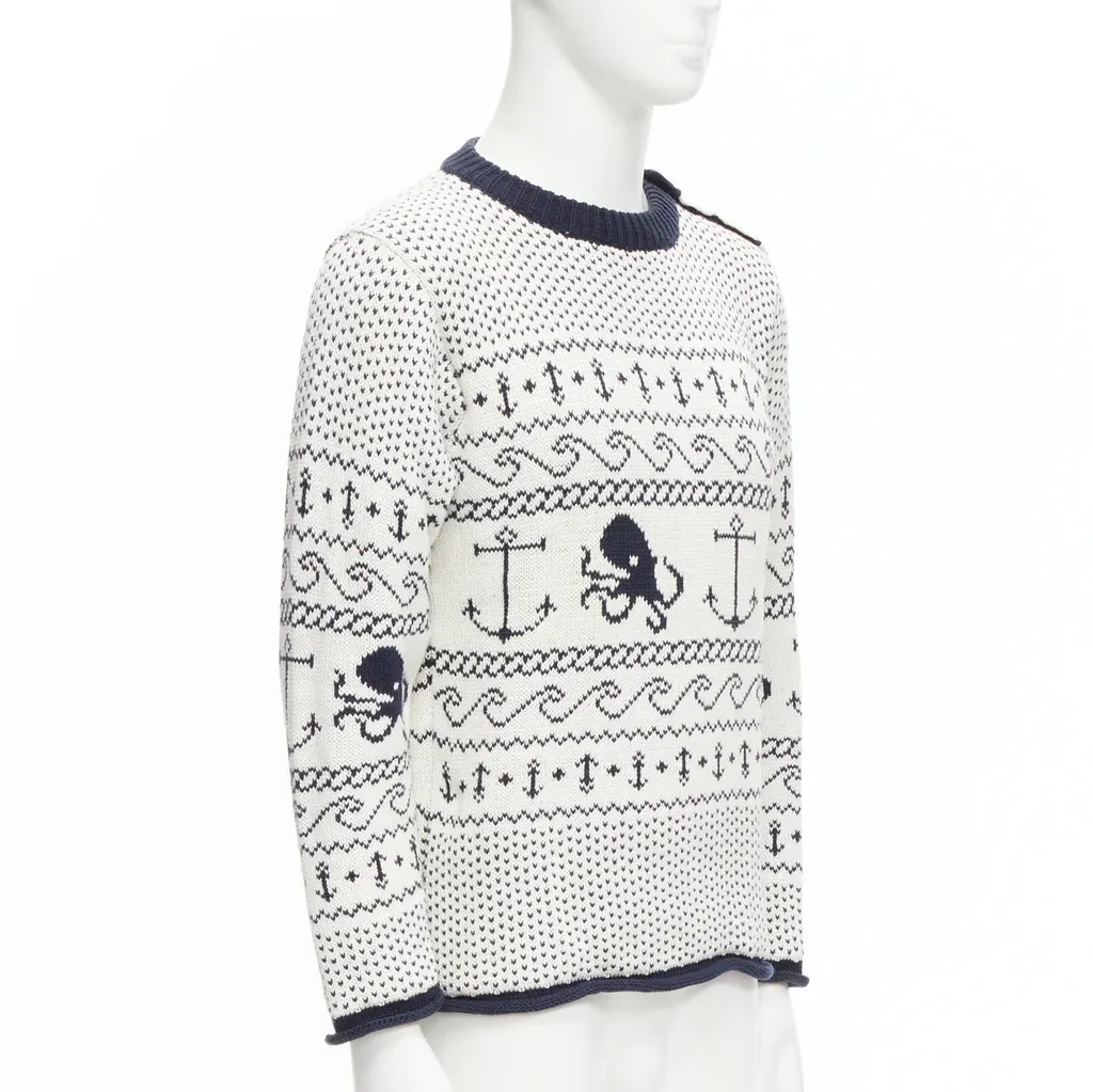 Thom Browne Octopus Intarsia Sweater Beige Cotton Good - Inside View