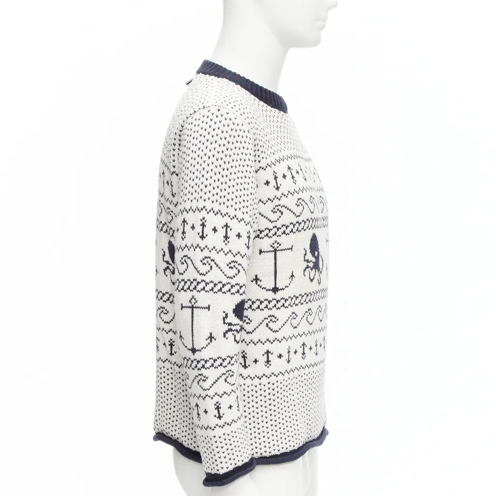 Thom Browne Octopus Intarsia Sweater Beige Cotton Good - Model View