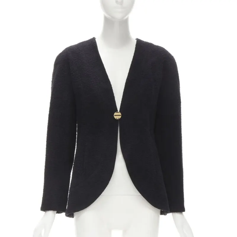 Chanel Black Boucle Cocoon Jacket Black Wool Never worn, with tag - Front View