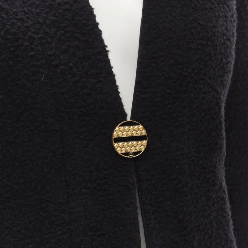 Chanel Black Boucle Cocoon Jacket Black Wool Never worn, with tag - Back View