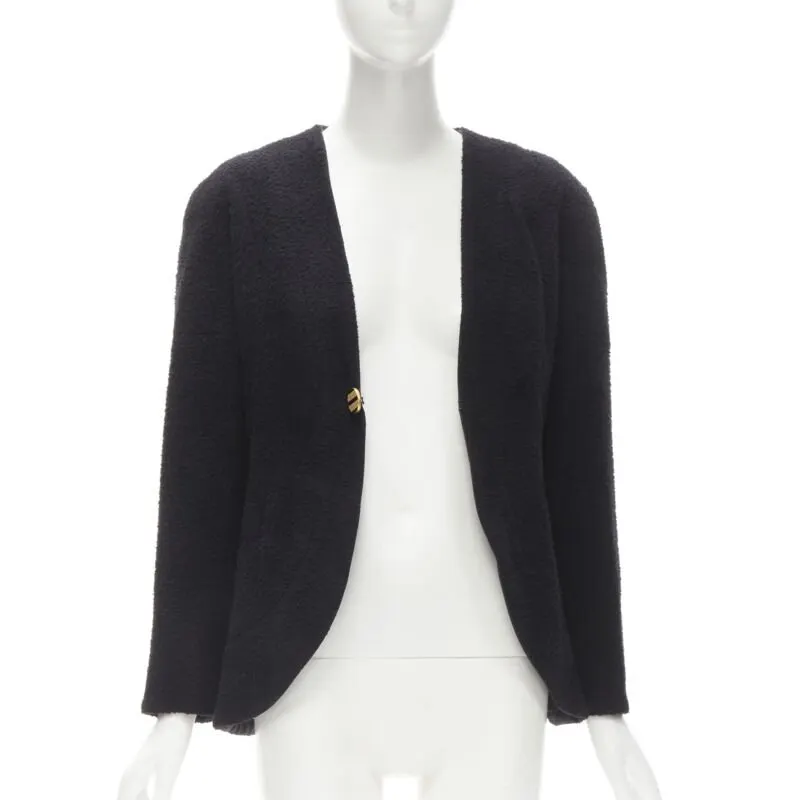 Chanel Black Boucle Cocoon Jacket Black Wool Never worn, with tag - Inside View