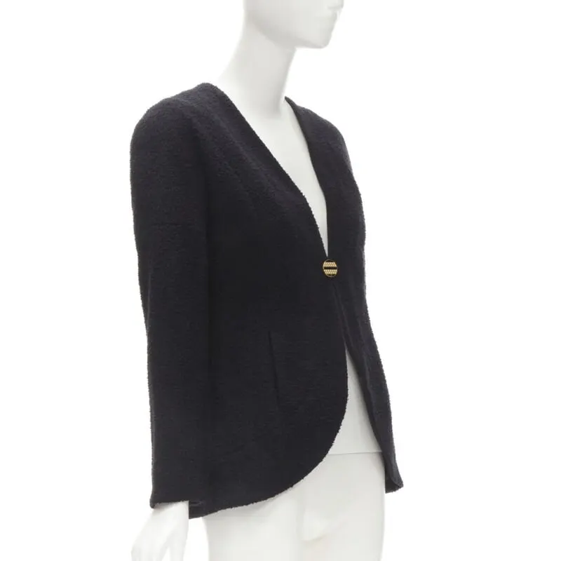 Chanel Black Boucle Cocoon Jacket Black Wool Never worn, with tag - Model View
