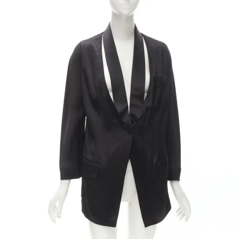 Givenchy Black Collar Kimono Blazer Black Silk Never worn - Front View