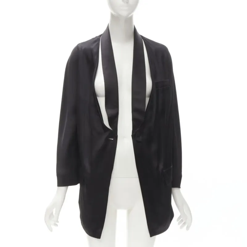 Givenchy Black Collar Kimono Blazer Black Silk Never worn - Inside View