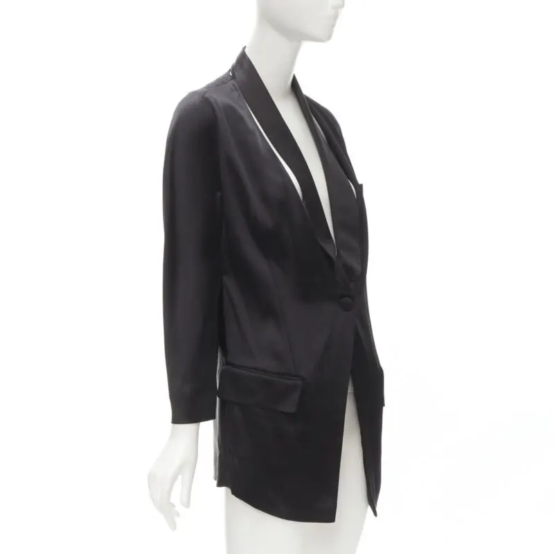 Givenchy Black Collar Kimono Blazer Black Silk Never worn - Model View