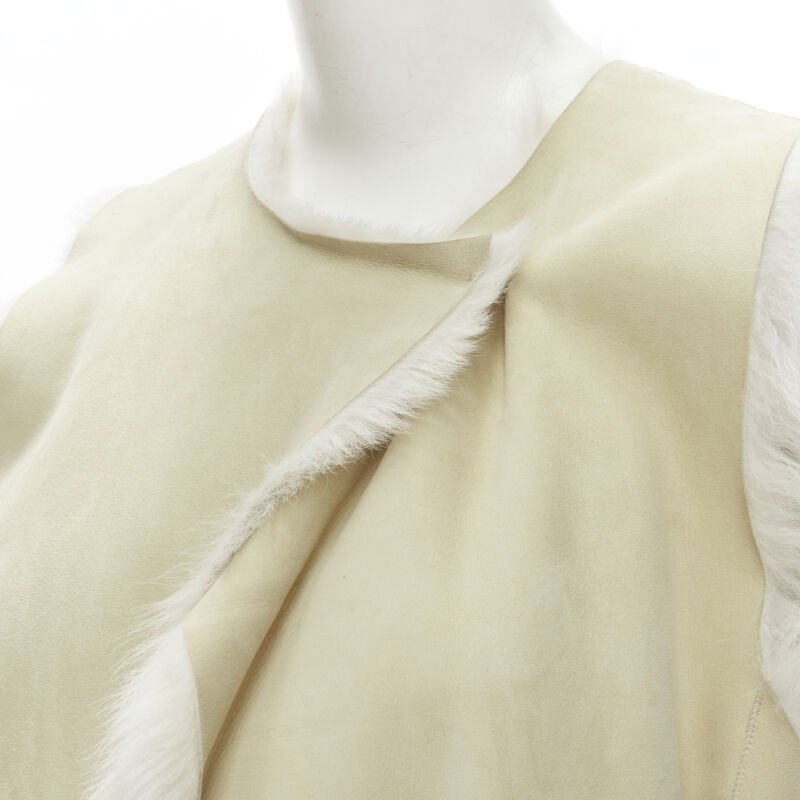 Theory Beige Shearling Suede Vest - Back view