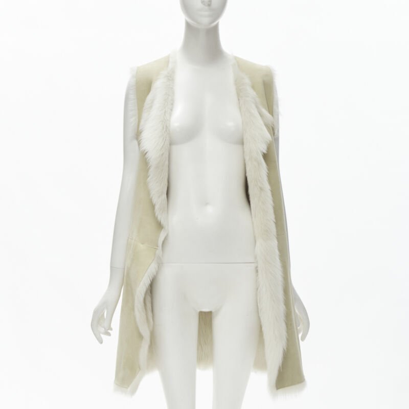 Theory Beige Shearling Suede Vest - Image 6