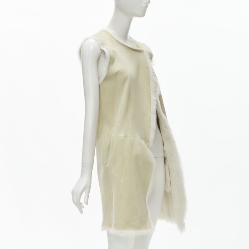 Theory Beige Shearling Suede Vest - 4