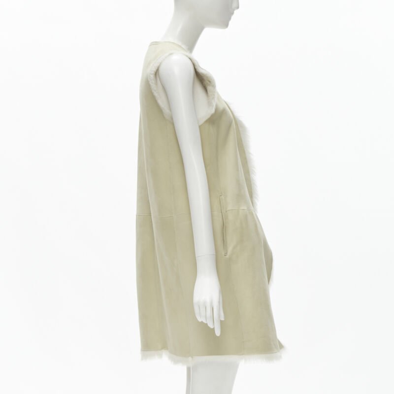 Theory Beige Shearling Suede Vest - Side view