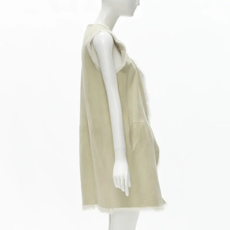 Theory Beige Shearling Suede Vest Beige Fur Very good - Box View