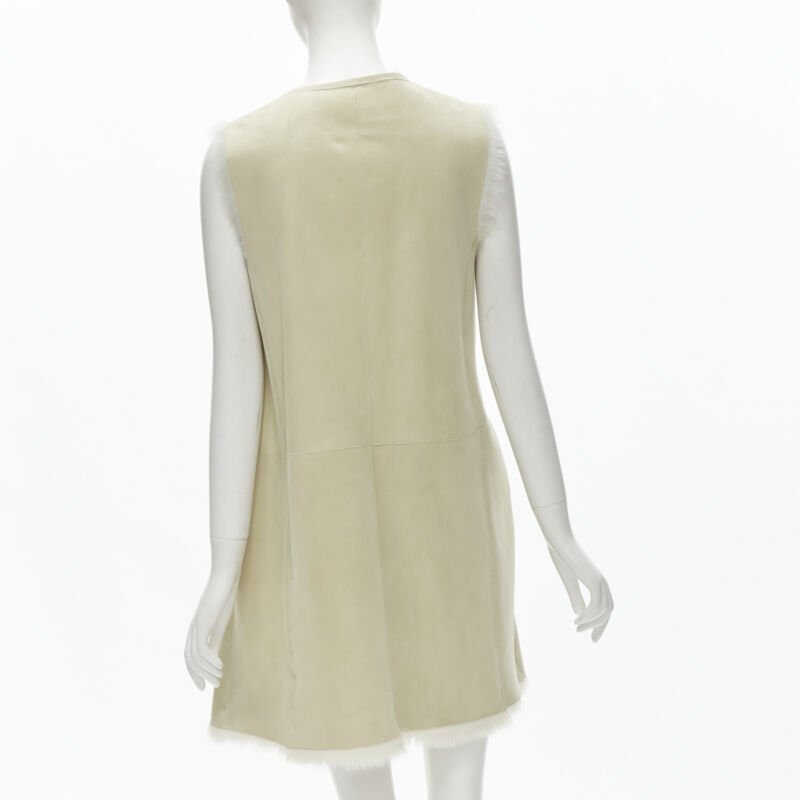 Theory Beige Shearling Suede Vest - Detail 1