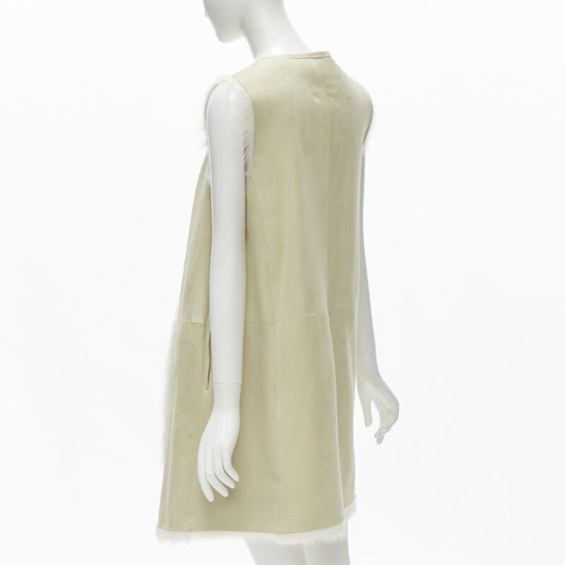 Theory Beige Shearling Suede Vest - Detail 2