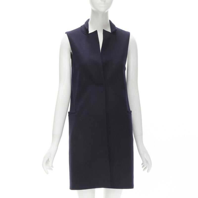 Harris Wharf London Navy Wool Felt Vest