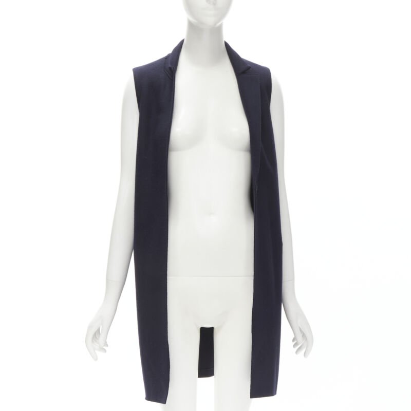 Harris Wharf London Navy Wool Felt Vest - Image 6