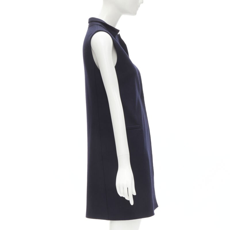 Harris Wharf London Navy Wool Felt Vest - Side view
