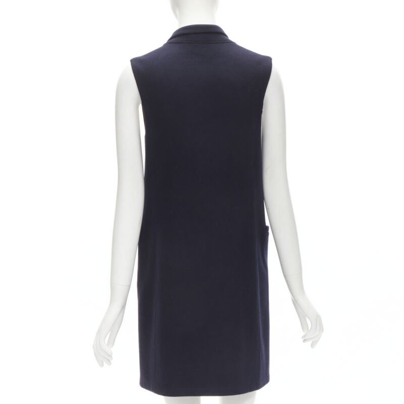 Harris Wharf London Navy Wool Felt Vest - Detail 1