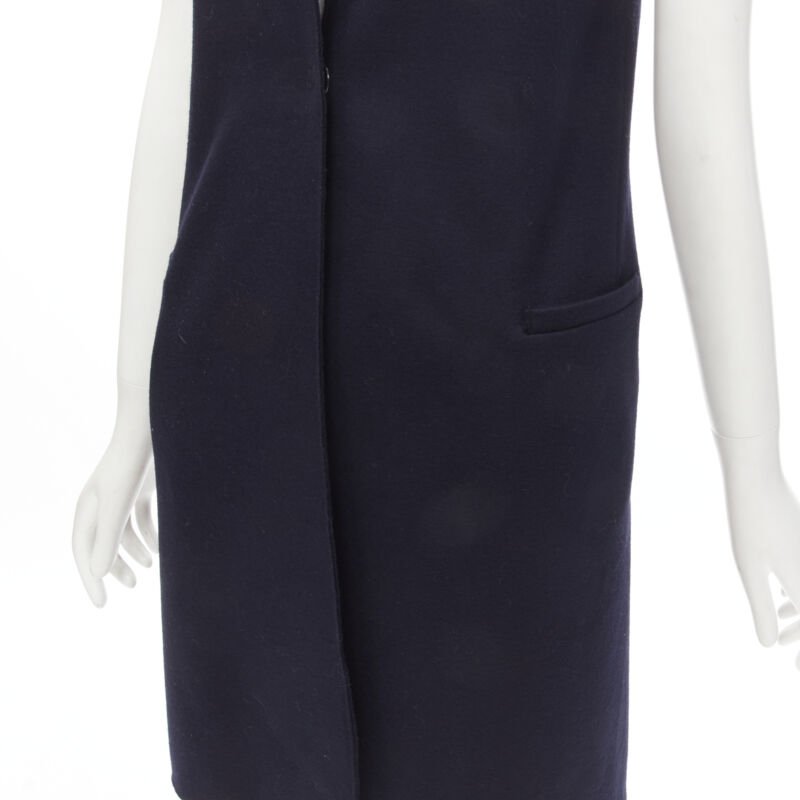 Harris Wharf London Navy Wool Felt Vest - Image 10