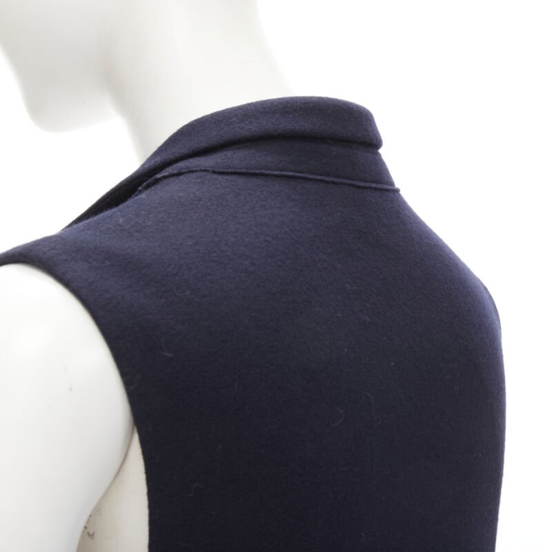 Harris Wharf London Navy Wool Felt Vest - Image 11